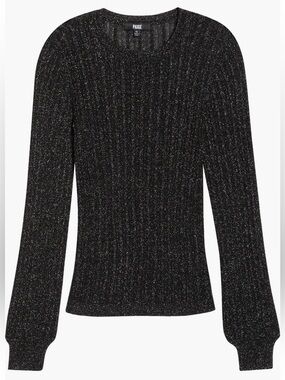 Paige Ribbed Metallic Sparkle Charcoal Crewneck Sweater - Hard to Find! 🖤✨